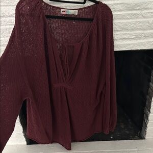 Burgundy Long Sleeve Blouse